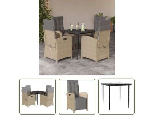 The Living Store Bistroset Tuinmeubelen - Verstelbare Tuinstoelen - PE