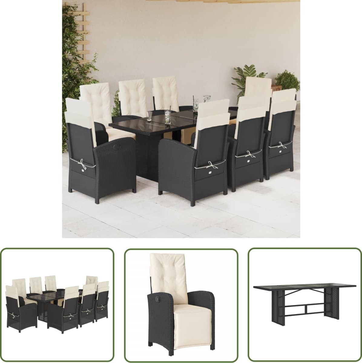 the living store bistroset tuinmeubelset met verstelbare rugleuning en