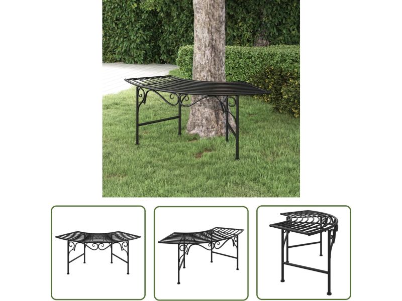 The Living Store Boombank 113 cm staal zwart