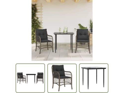 The Living Store Comfortabele Bistroset - Zwart en Grijs