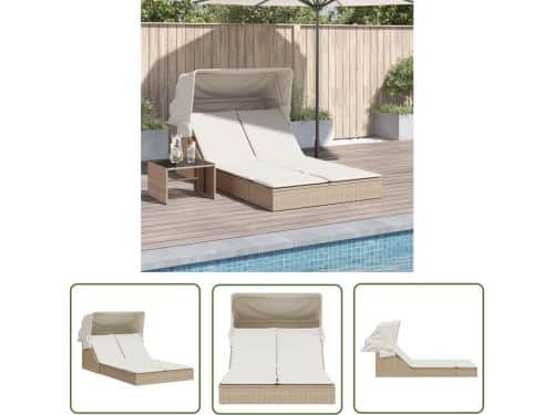 The Living Store Ligbed 2-persoons met luifel en kussens poly