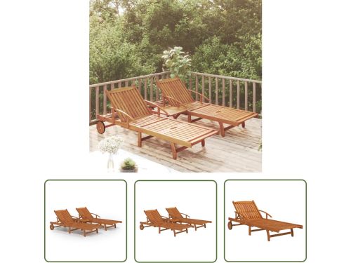 The Living Store Ligbeddenset met tafel massief acaciahout