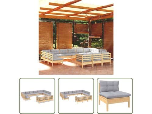 The Living Store Loungebank The Living Store Grenenhouten Tuinmeubelset