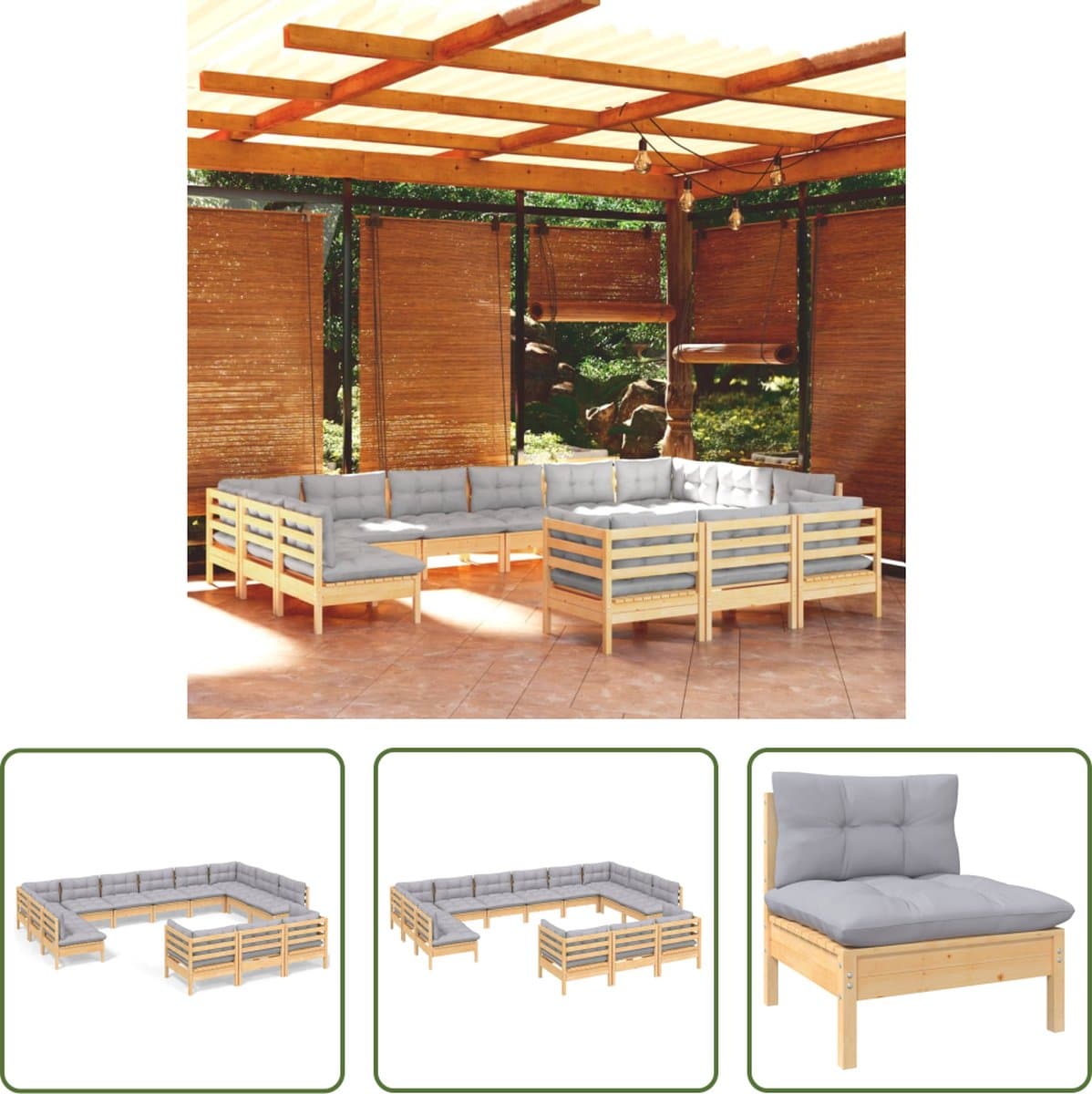 the living store loungebank the living store grenenhouten tuinmeubelset