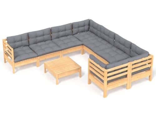 The Living Store Loungeset - Grenenhout - Grijs Kussen