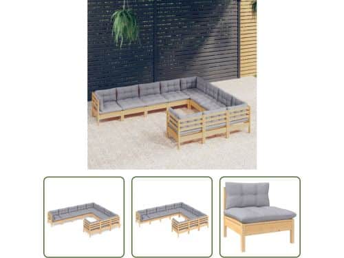 The Living Store loungeset - massief grenenhout - grijs