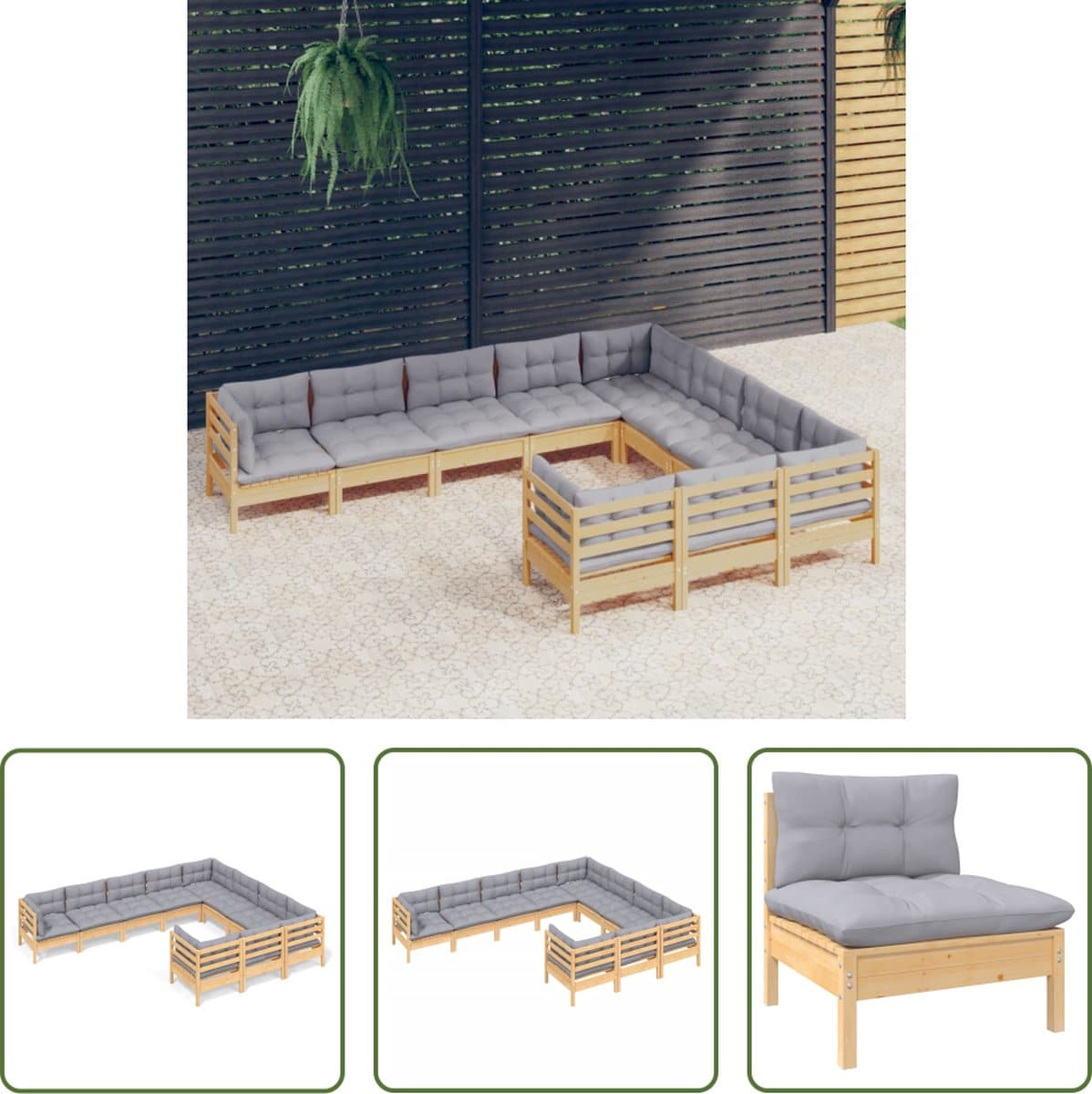 the living store loungeset massief grenenhout grijs