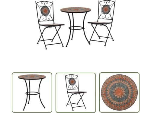 The Living Store Mozaïek Bistroset - Terracotta - Grijs en