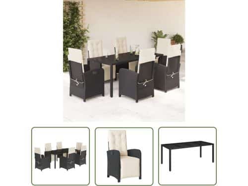 The Living Store PE-Rattan Bistroset - 6 verstelbare stoelen