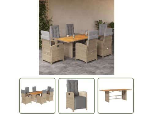 The Living Store PE-rattan Bistroset - 6 Verstelbare Stoelen