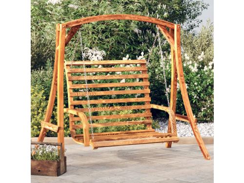 The Living Store schommelbank Gebogen Hout Teakafwerking - 126x92x63 cm