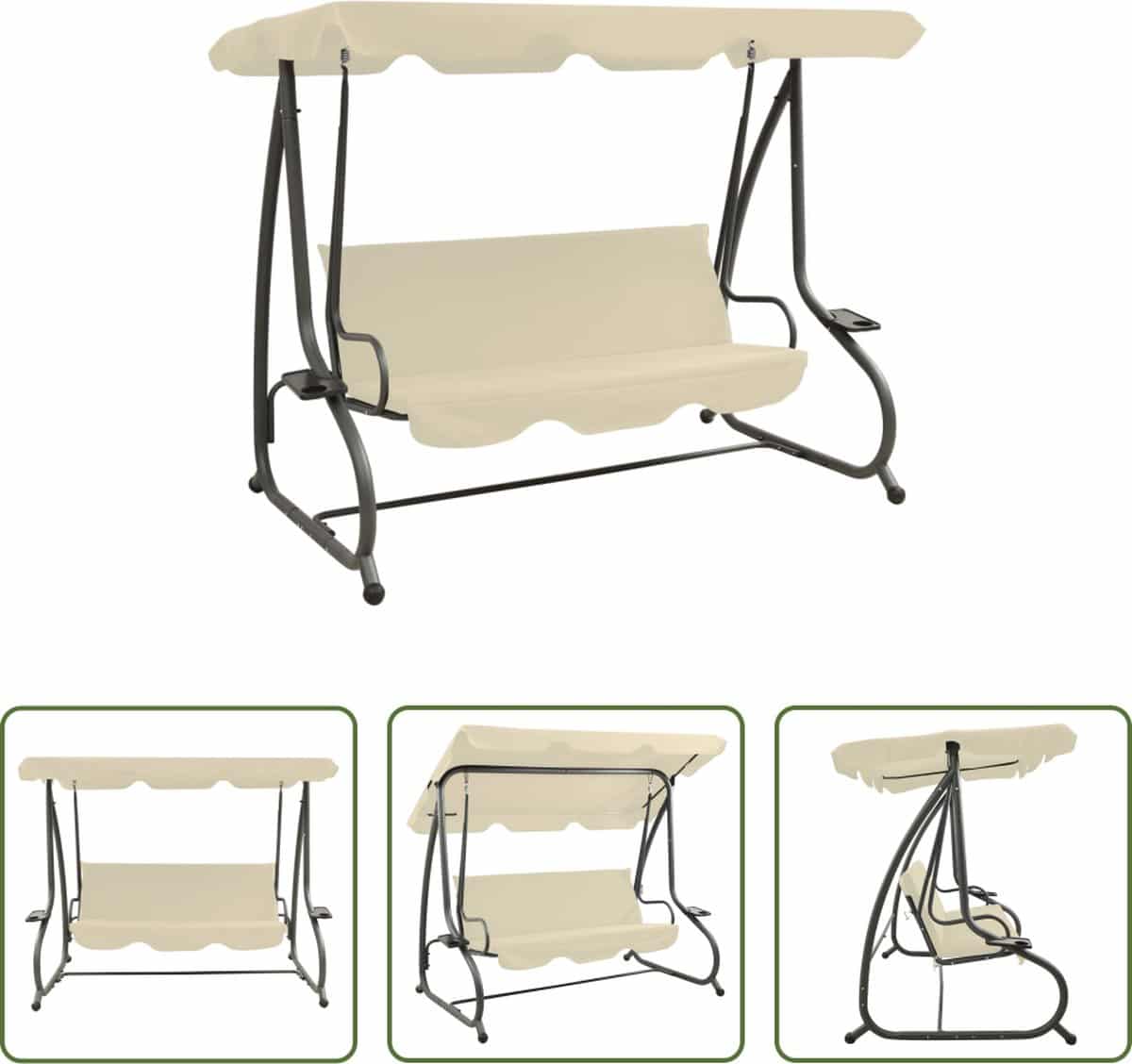 The Living Store Schommelbank met luifel – Stalen frame