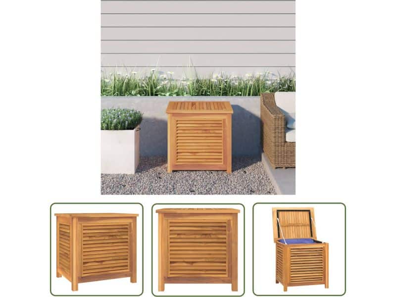 The Living Store Tuinbox met zak 60x50x58 cm massief teakhout