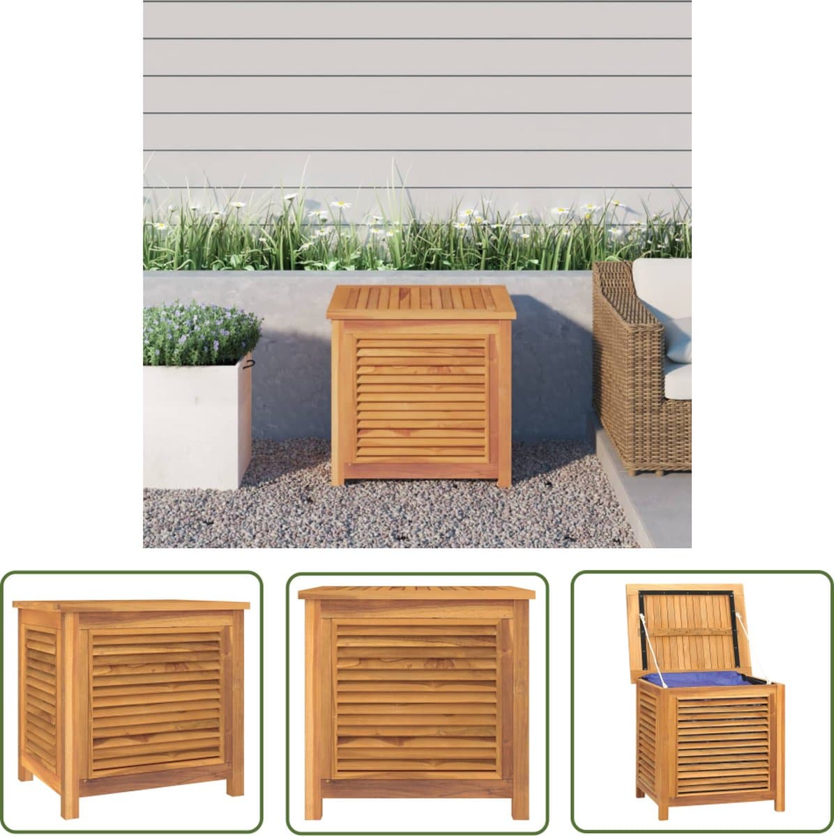 the living store tuinbox met zak 60x50x58 cm massief teakhout