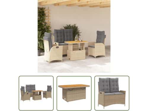 The Living Store Tuinmeubelen - Verstelbare Stoel - Bank Set