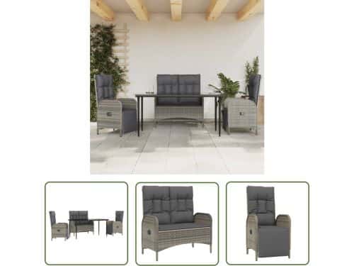 The Living Store Tuinset - Poly rattan - Grijs