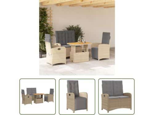 The Living Store Verstelbare Tuinset - PE-rattan - Incl