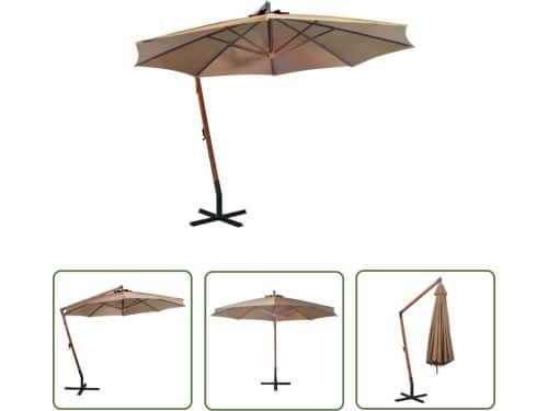 The Living Store Zweefparasol - Hout - 350 cm diameter