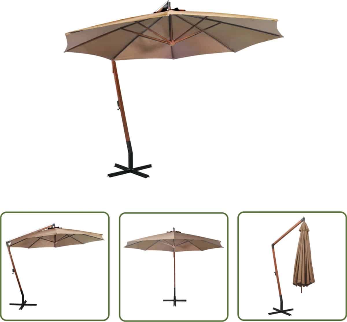 the living store zweefparasol hout 350 cm diameter