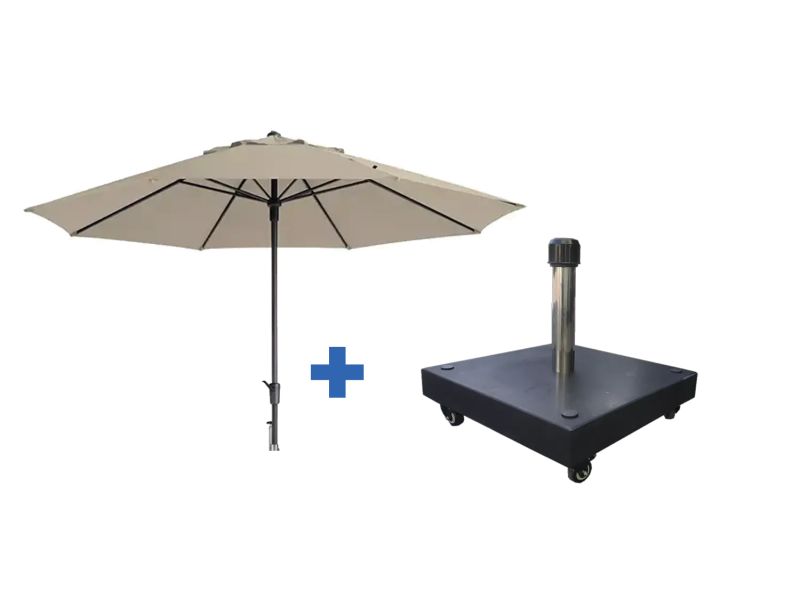 Timor 400cm ecru met verrijdbare 60kg voet