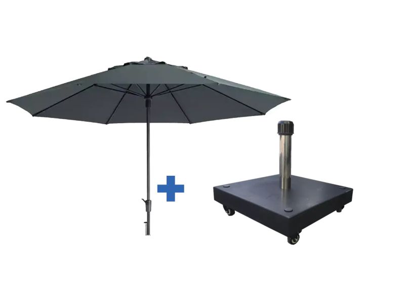 Timor 400cm grijs met verrijdbare 60kg voet