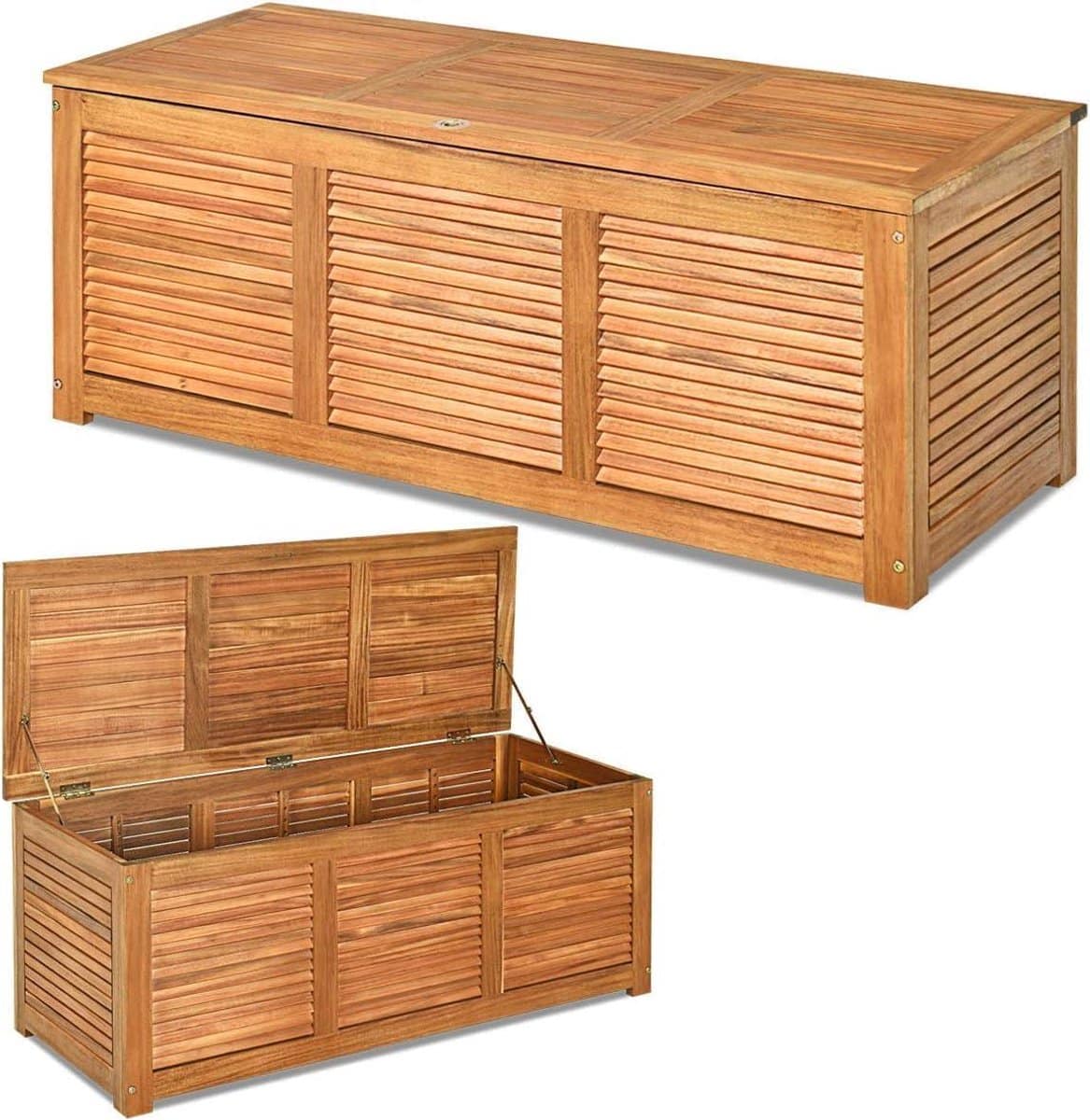 titel: acaciahouten opbergbox tuinbox 179 liter naturel