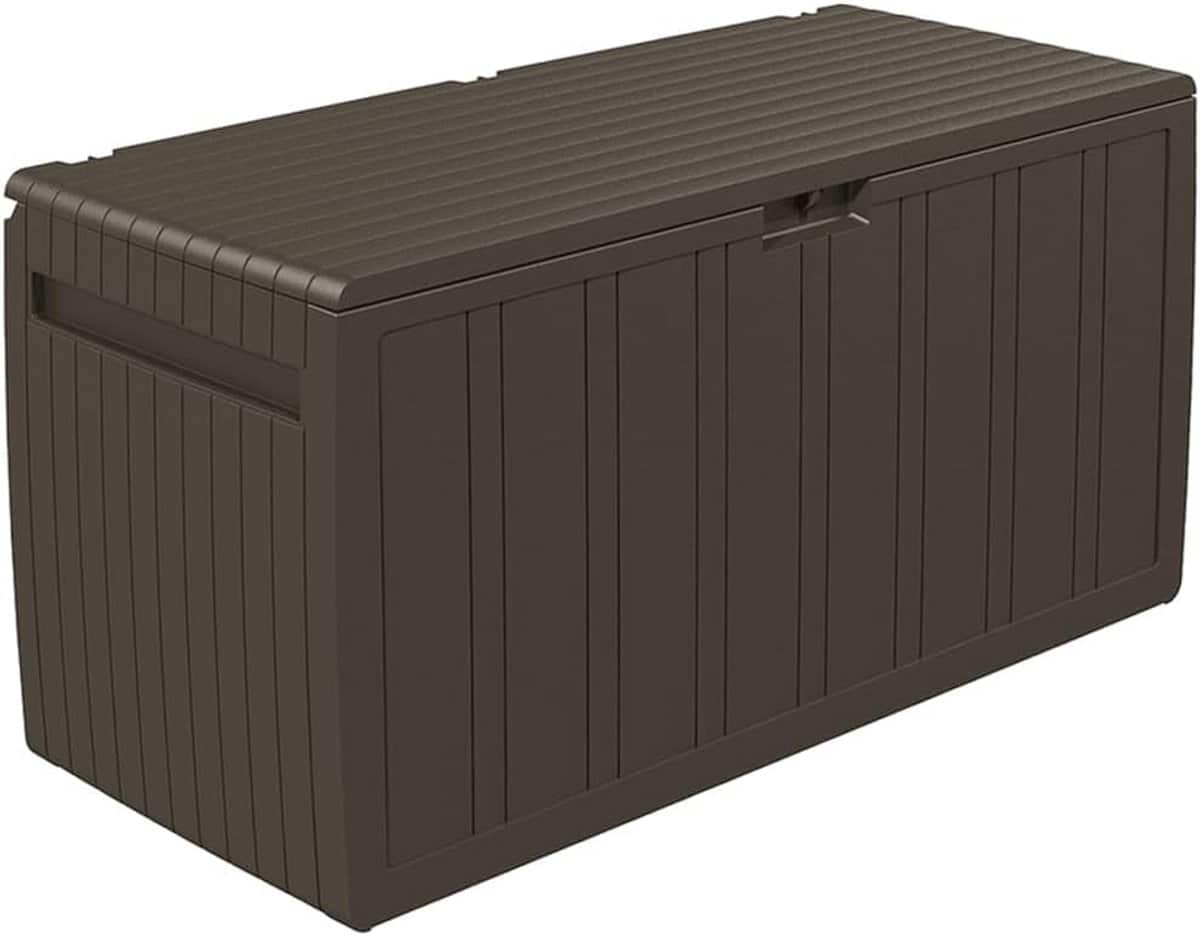 tuin kussenbox bruin 270l ruime opbergbox voor buiten en