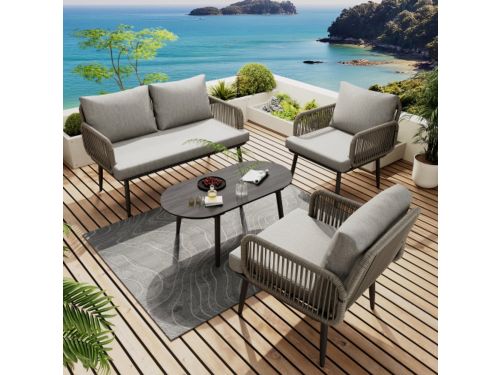 Tuin lounge stoel set, tuinmeubelset met comfortabele kussens