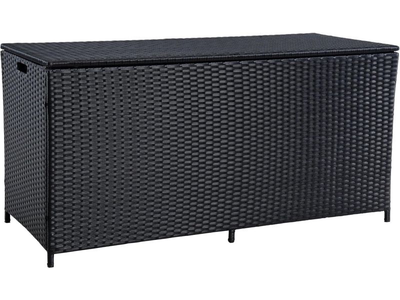 Tuin Opbergbox Polyrotan (Zwart) - Kussenbox & Tuinkist voor Buitenopslag