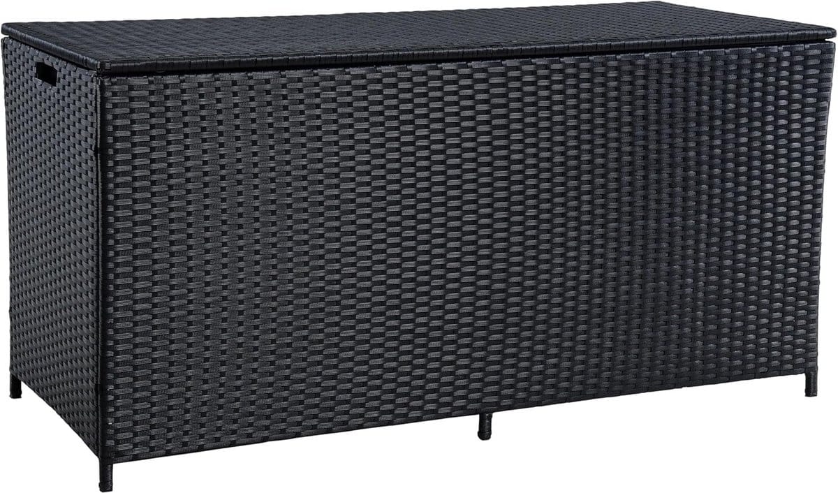 tuin opbergbox polyrotan (zwart) kussenbox & tuinkist voor buitenopslag