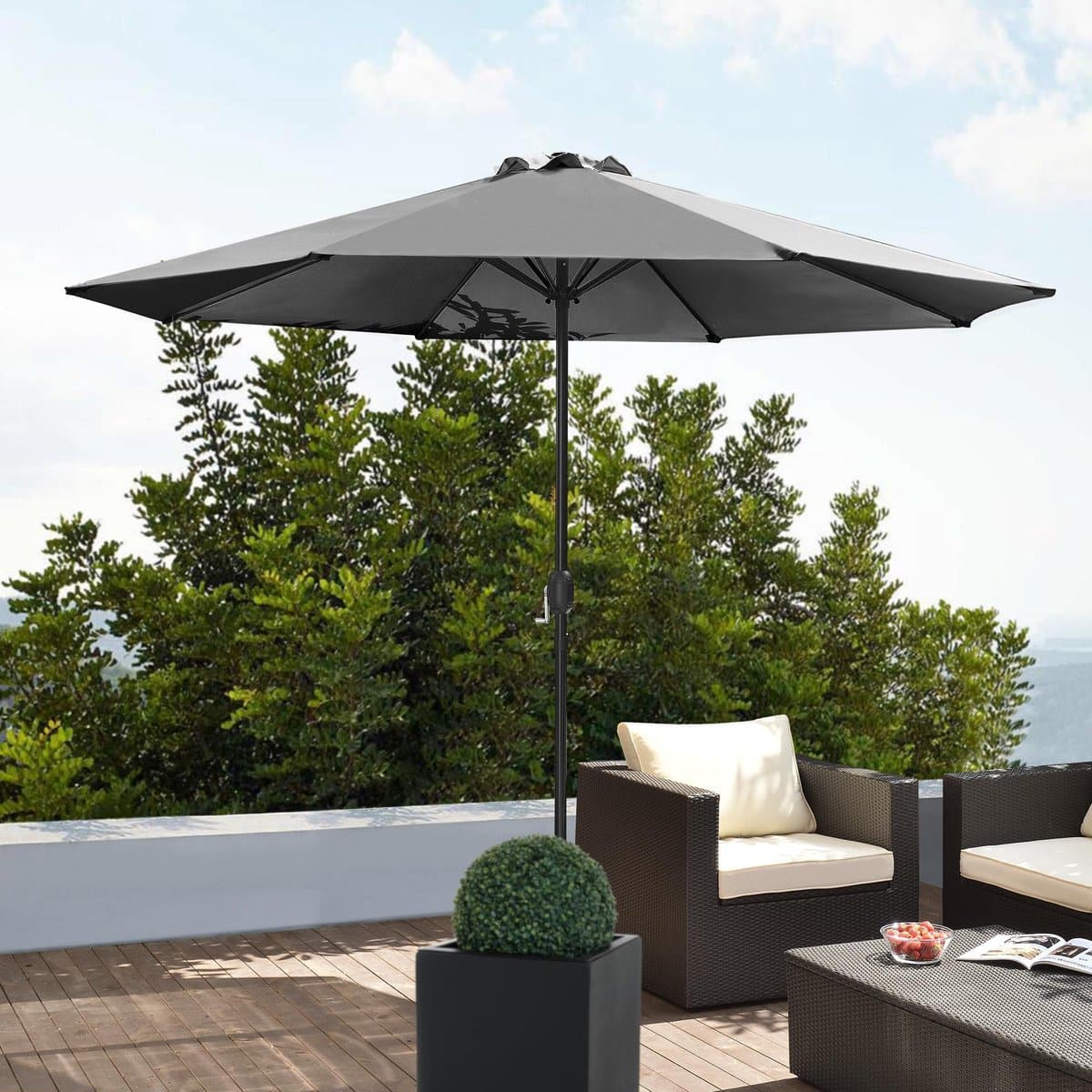 tuin parasol stokparasol 300×230 cm grijs