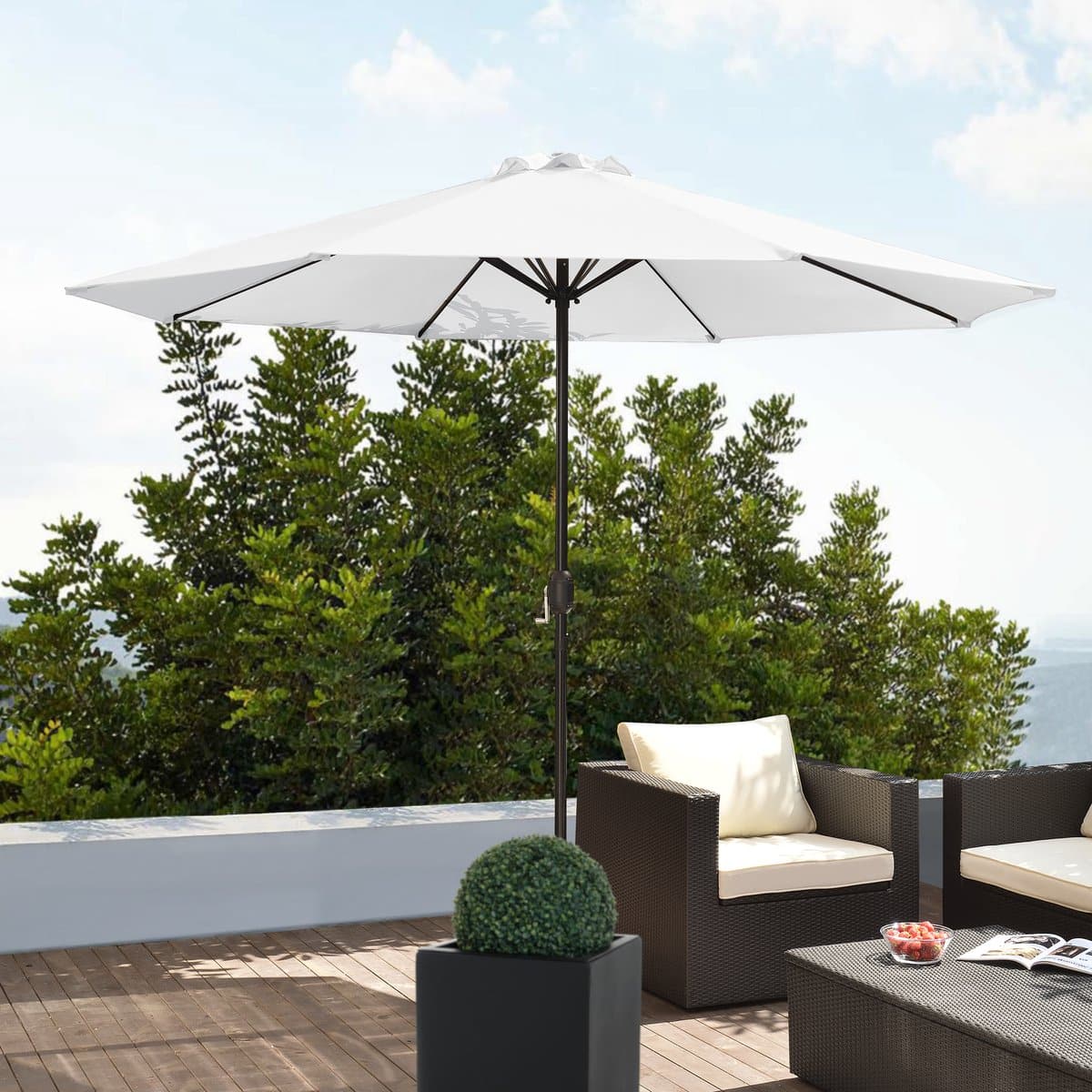 tuin parasol stokparasol 300×230 cm wit