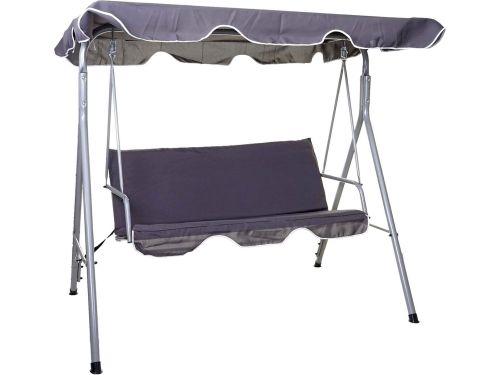 Tuin Schommelbank 3-Zits met Verstelbaar UV 50+ Dak - Donkergrijs