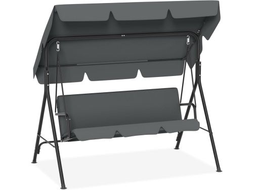 Tuin Schommelbank voor 3 Personen met Verstelbaar Dak Grijs