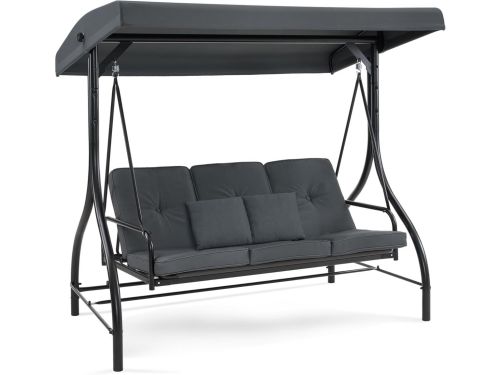 Tuin Schommelbank voor 3 Personen met Verstelbaar Zonnedak en Ligfunctie