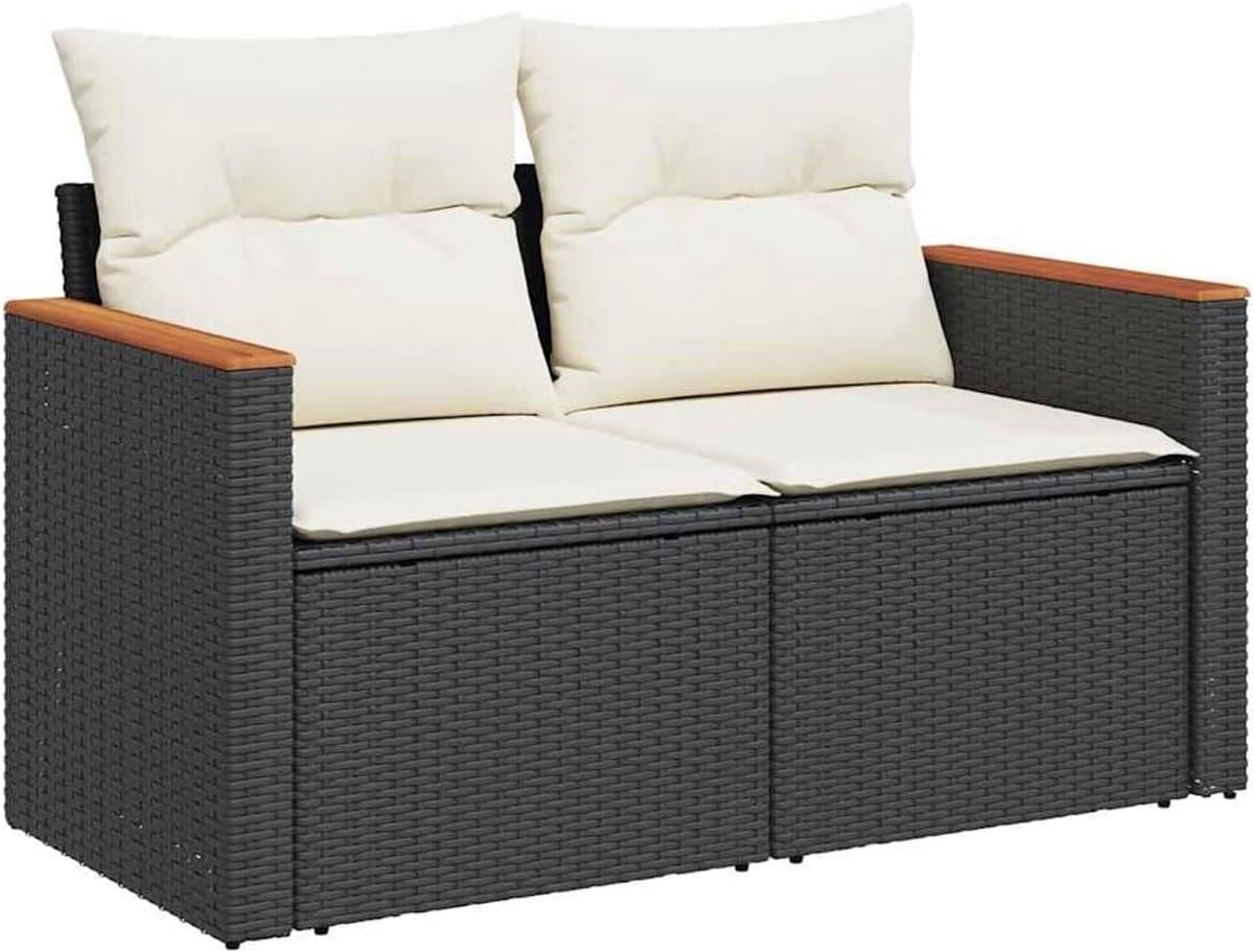tuinbank 2 zits met kussens poly all weather zwart