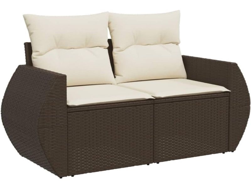 Tuinbank 2 Zits met Kussens Polycarbonaat Bruin Loungebank