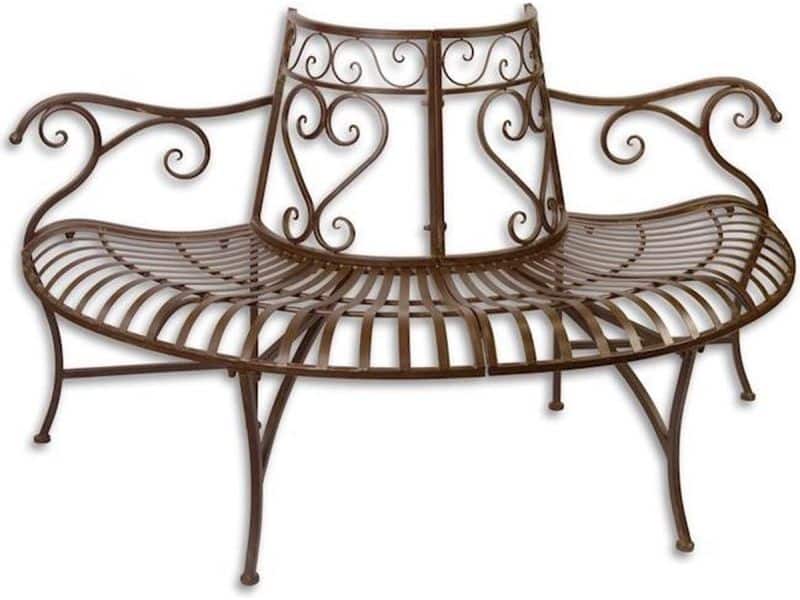 Tuinbank - boombank - half rond - metaal - bruin