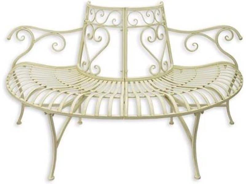 Tuinbank - boombank - half rond - metaal - wit