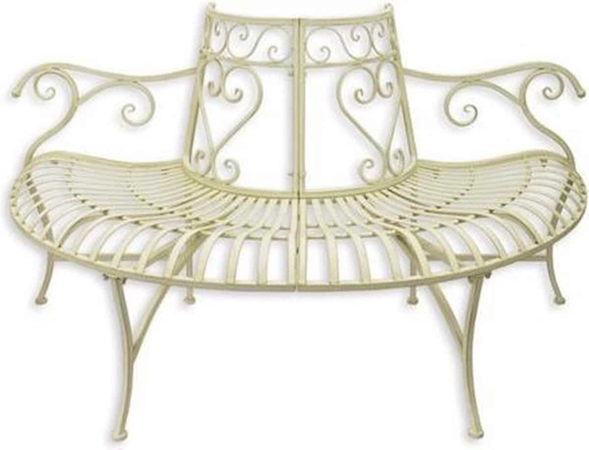 tuinbank boombank half rond metaal wit