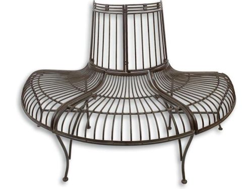 Tuinbank - boombank - halfrond - ijzer - bruin