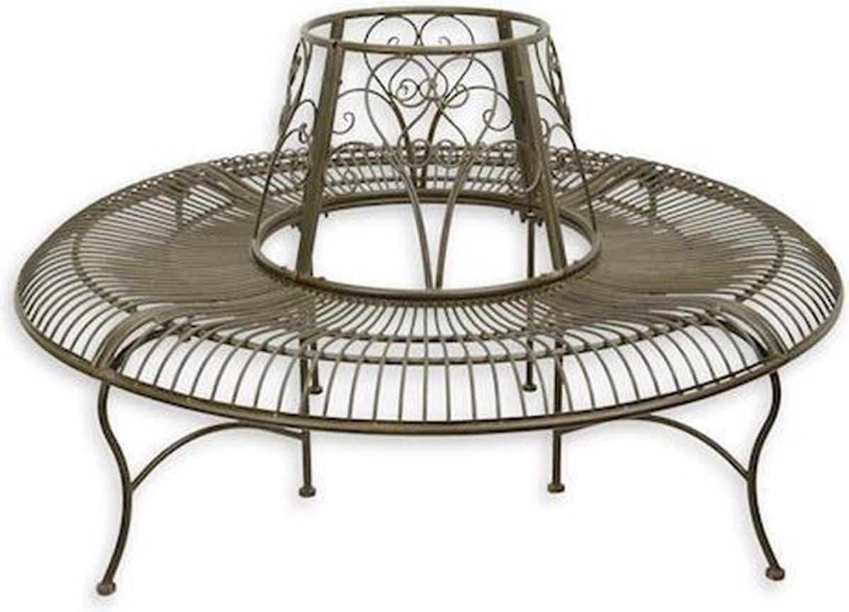 tuinbank boombank rond metaal bruin