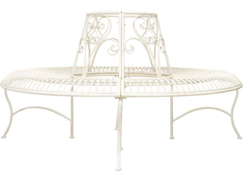 Tuinbank - boombank - rond - metaal - wit