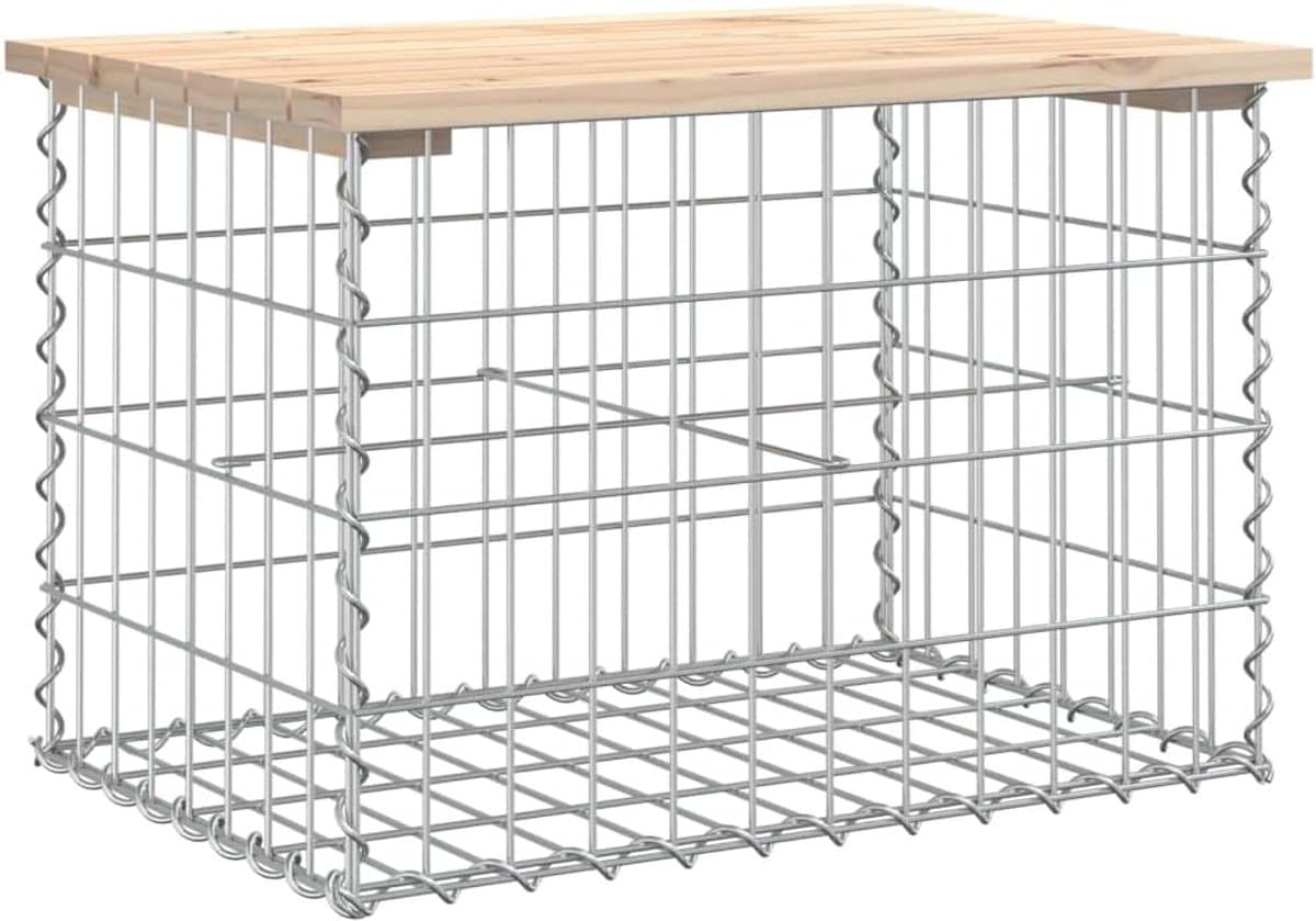 tuinbank gabion design 63x44x42cm massief hout voor buiten picknickbank