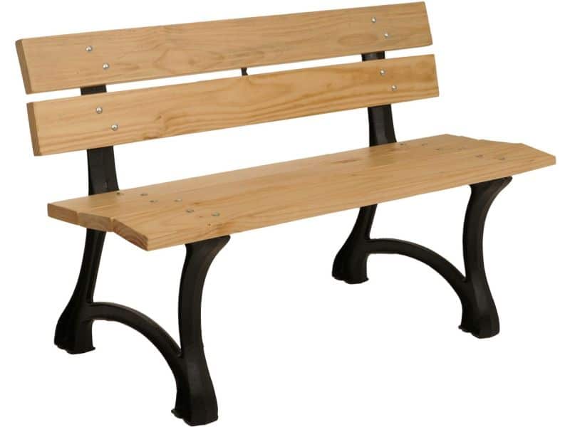 Tuinbank MCW-O20, parkbank houten bank 2-zits, gietijzer hout grenen