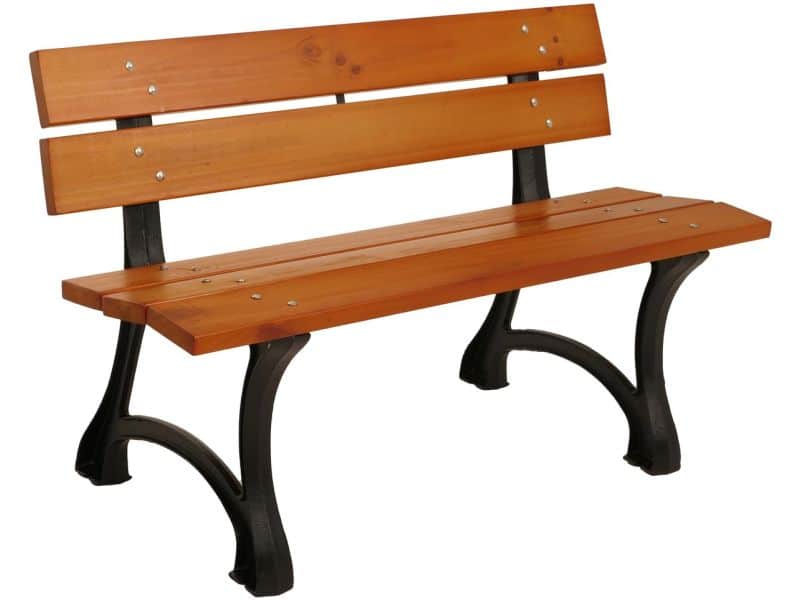 Tuinbank MCW-O20, parkbank houten bank 2-zits, gietijzer hout grenen