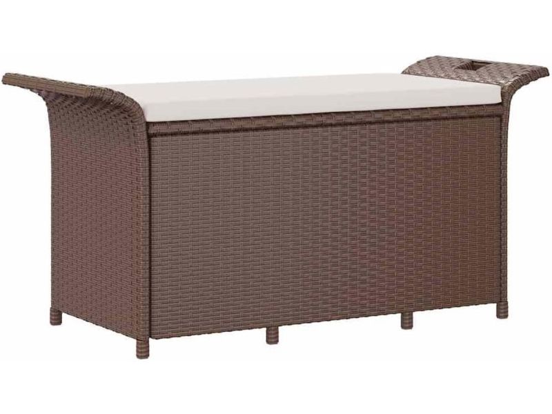 Tuinbank met Kussen Poly Rattan Bruin 116x46x57cm - Stijlvolle Parkbank