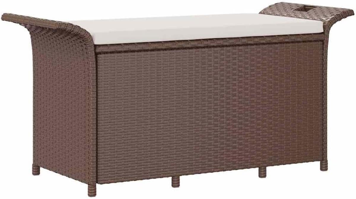 tuinbank met kussen poly rattan bruin 116x46x57cm stijlvolle parkbank