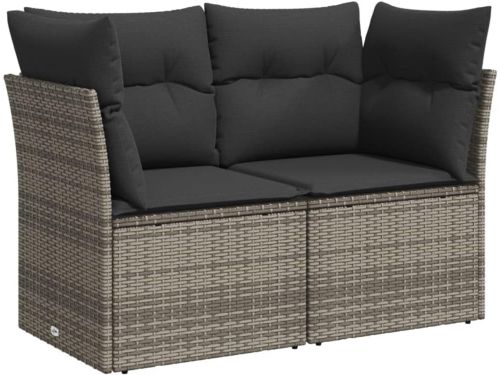 Tuinbank voor 2 Personen met Kussens - Polyrotan Loungebank Grijs