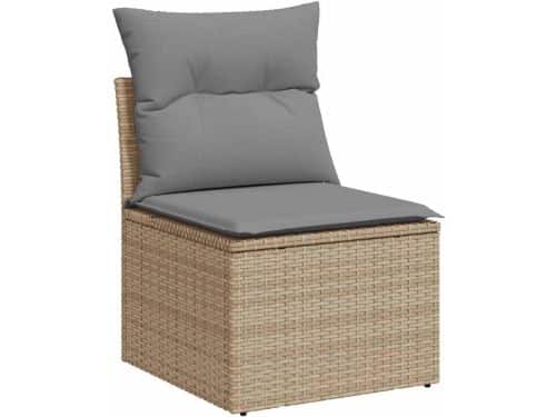 Tuinbank zonder armleuningen met kussens - Beige Poly Rattan Buitenbank